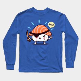 Funny Cute Kawaii Original Pirate Japanese Sushi Cartoon Long Sleeve T-Shirt